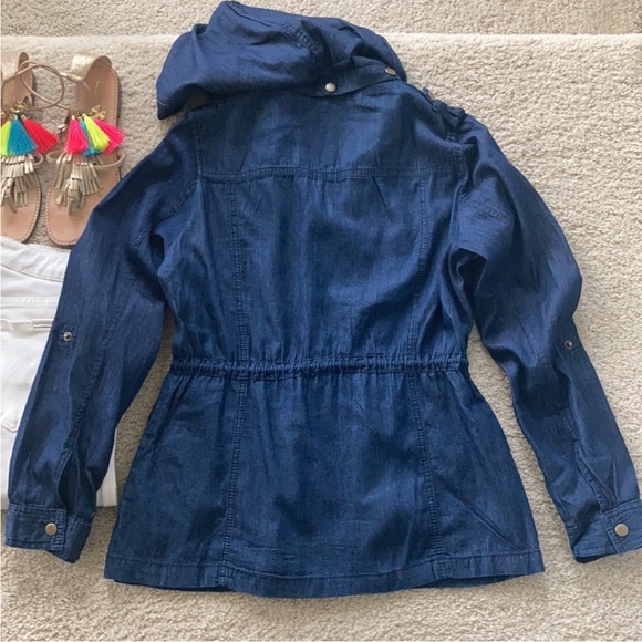 Hooded, Front Zip Denim Jacket - Picture 5 of 10